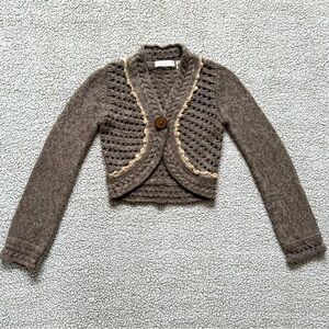 Anthropologie Brown and Cream Cardigan Sweater